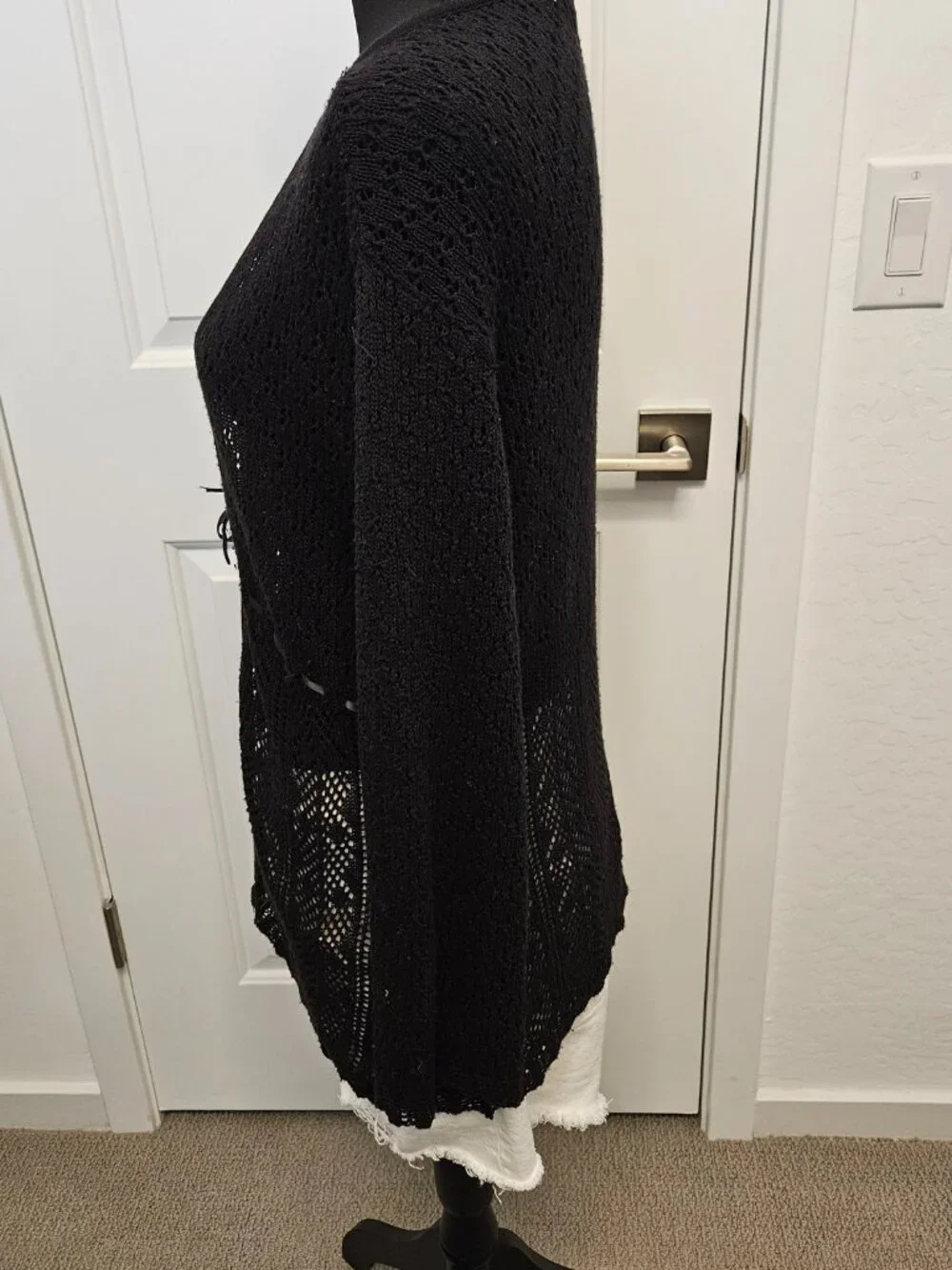 Say What? Black Women Open-knit crochet sweater scoop neck and tie waist size 3X